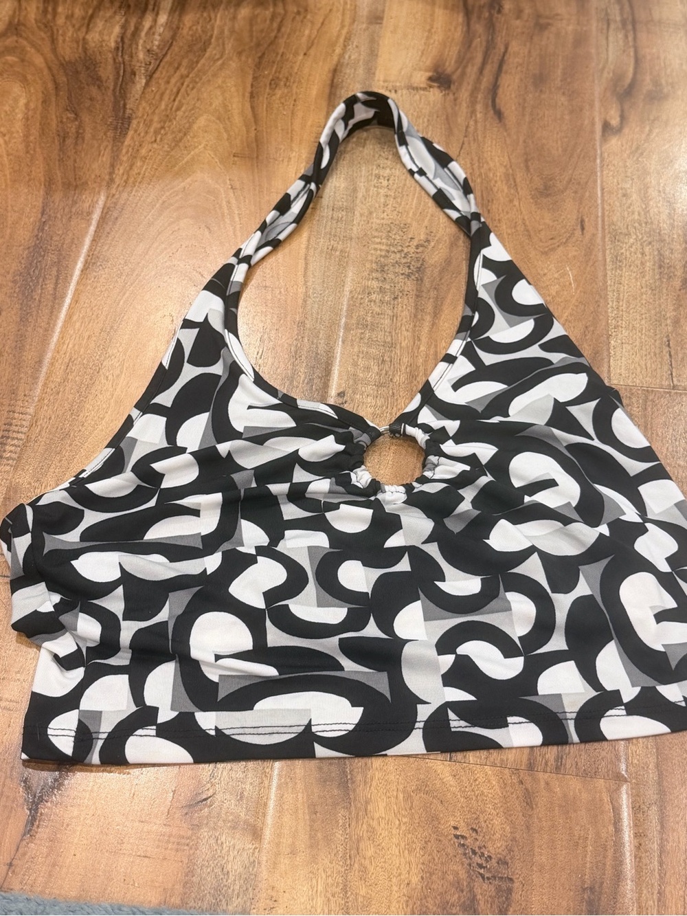 Urban Planet Black and White Geometric Halter Top